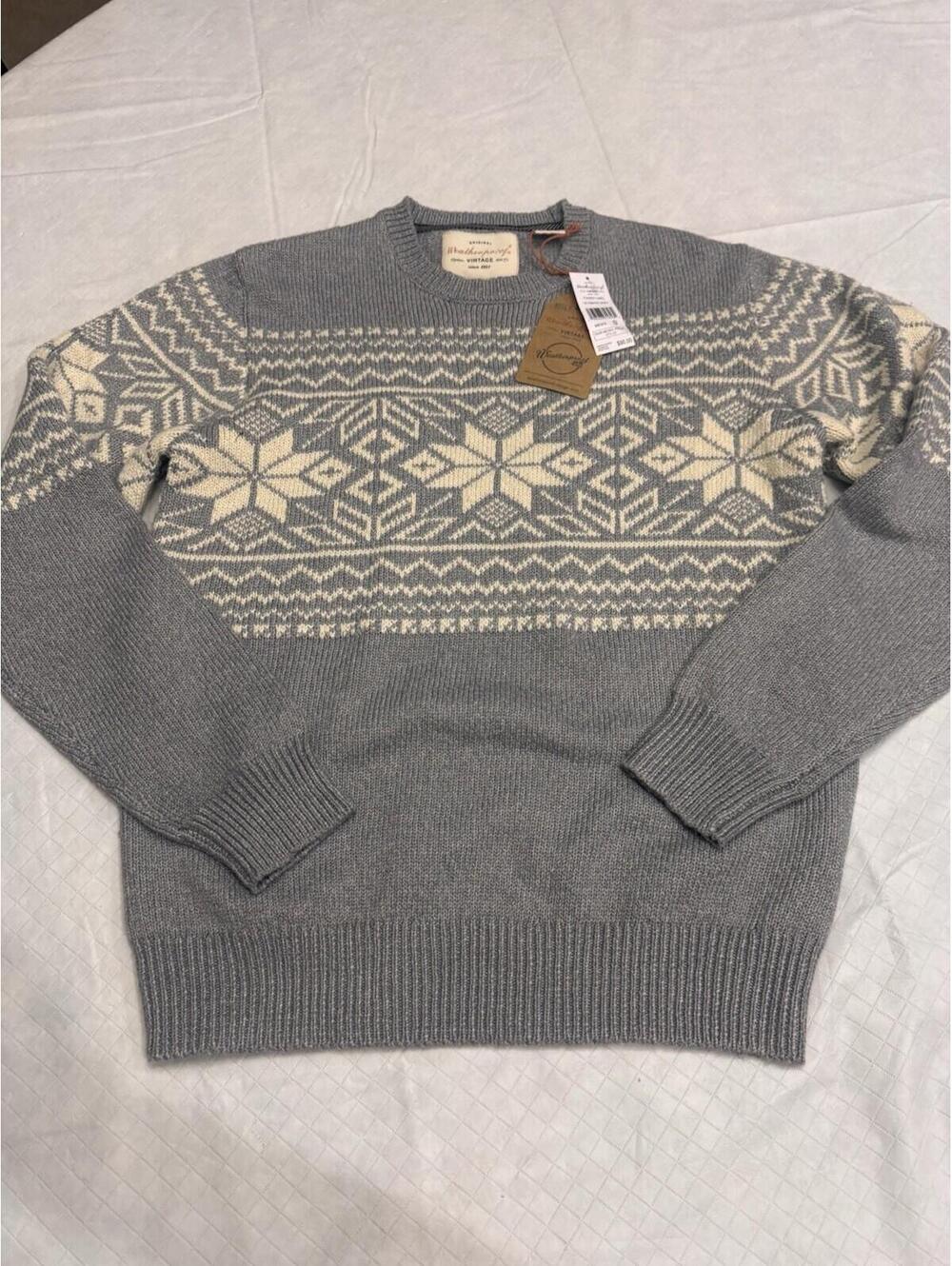 Weatherproof Vintage Mens Small Snowflake Crewneck Sweater